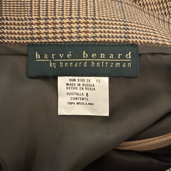 Vintage Harve Bernard Wool Plaid Midi Embroidered Brown Skirt Size 8 - Picture 7 of 9